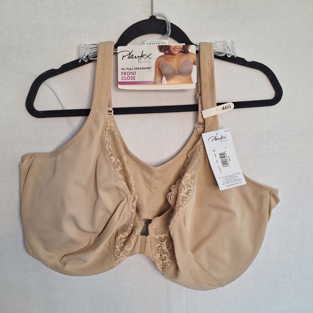 Playtex No Poke Dream Wire Front Close Bra Beige 46 G Support Comfort